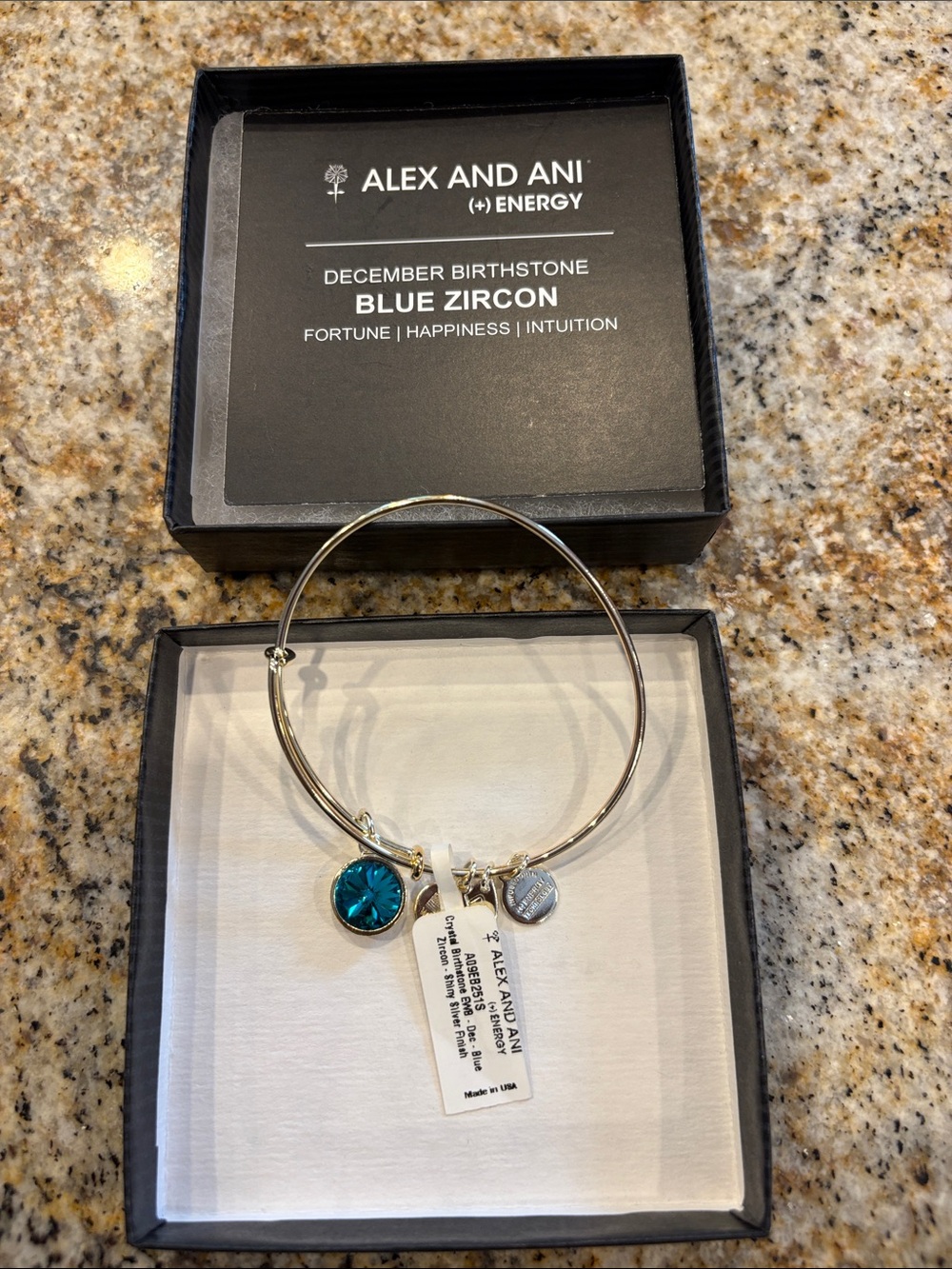 Alex and Ani Blue Zircon Birthstone Bangle Bracelet